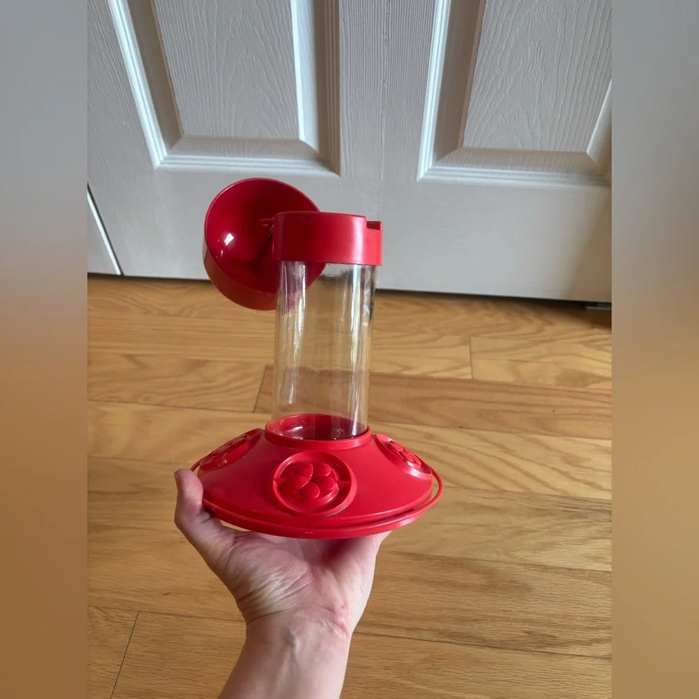 Red hummingbird feeder